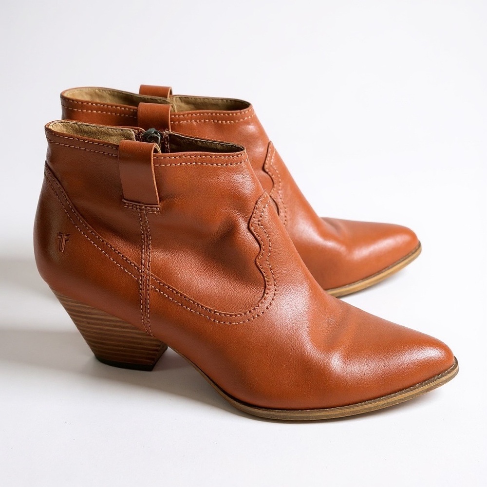 Frye Brown Leather Ankle Boots Western